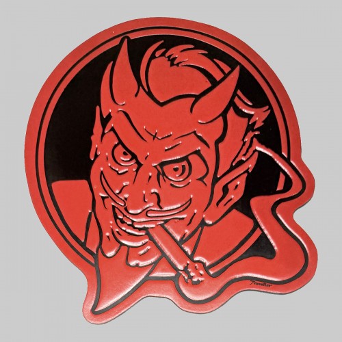 Patch diable au cigare en cuir embouti