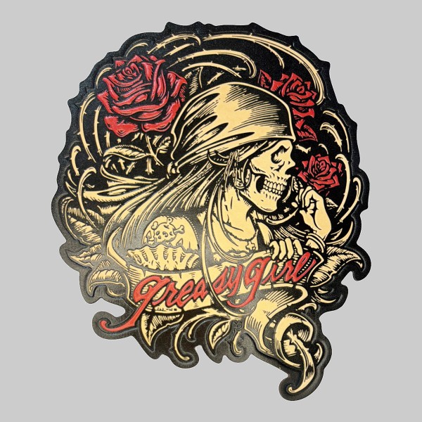Patch Greasy Girl en cuir embouti – vintage