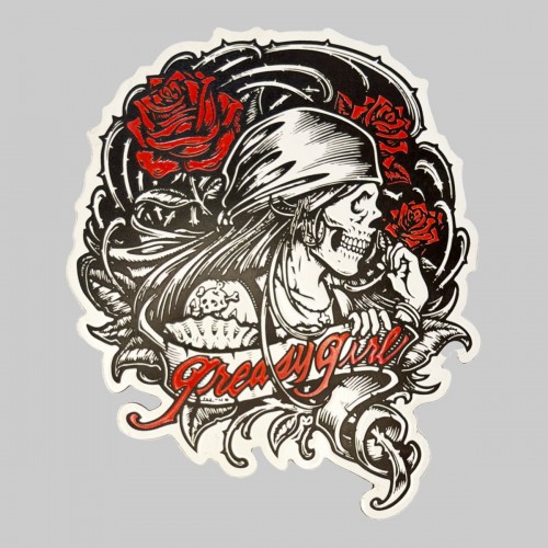 Greasy Girl patch in embossed leather – white