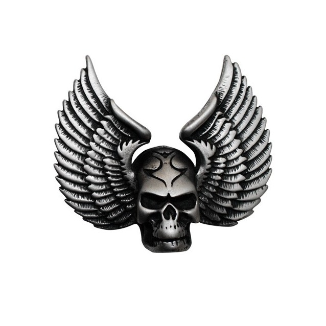 Winged Skull Pin, Pewter