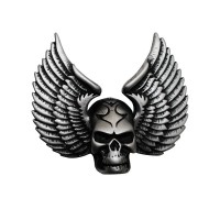 Winged Skull Pin, Pewter