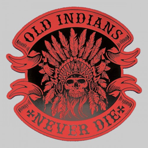Patch Old Indians Never Die en cuir embouti – rouge