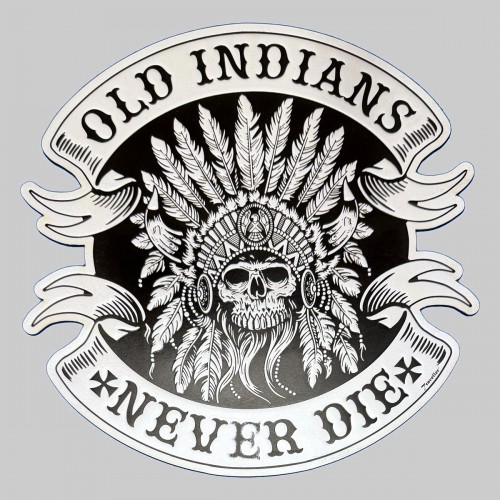 Patch Old Indians Never Die en cuir embouti – blanc