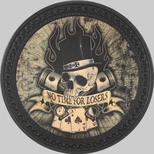 Patch dos cuir tête de mort « No Time for Losers »