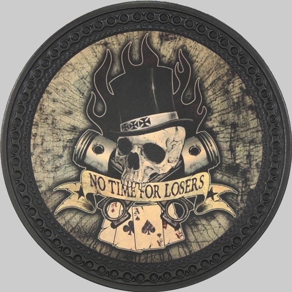 Patch dos cuir tête de mort « No Time for Losers »