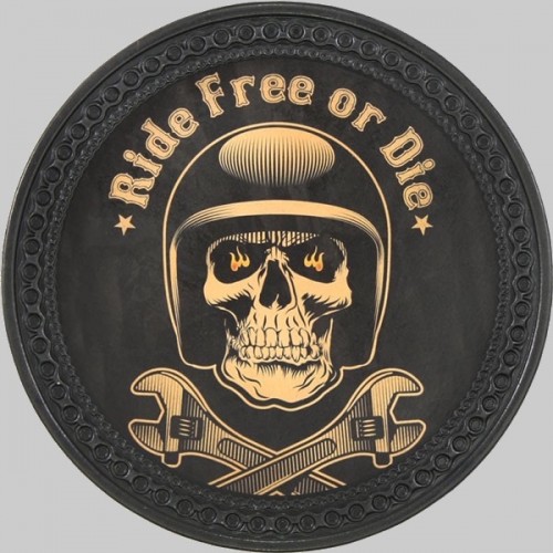 Patch dos cuir tête de mort casquée « Ride Free or Die »