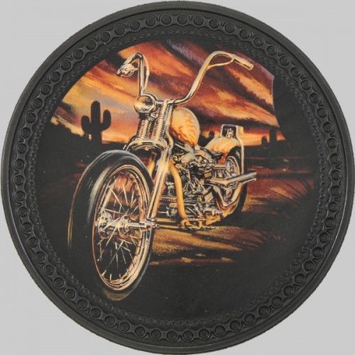 Rückenpatch Leder Chopper im Sonnenuntergang