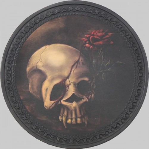 Patch dos cuir tête de mort et rose rouge