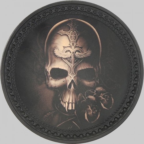Patch dos cuir tête de mort gothique à la croix