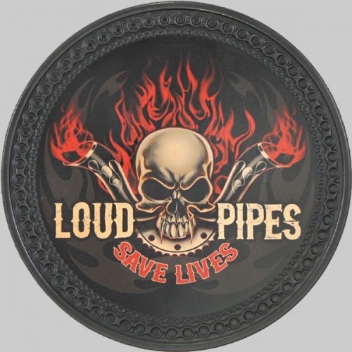 Patch dos cuir tête de mort « Loud Pipes Save Lives »
