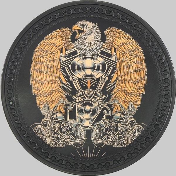 Eagle and V-Twin Engine Leather Back Patch