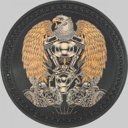 Eagle and V-Twin Engine Leather Back Patch