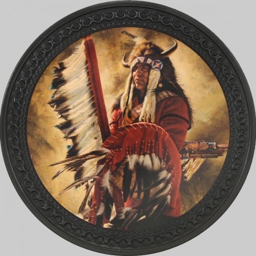 Native American Chief in Headdress Leather Back Patch