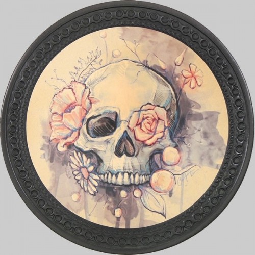 Watercolour Skull and Roses Leather Back Patch