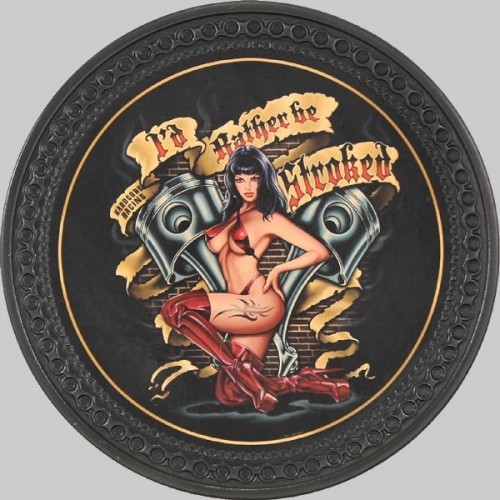 Patch dos cuir pin-up et pistons « I’d Rather Be Stroked »