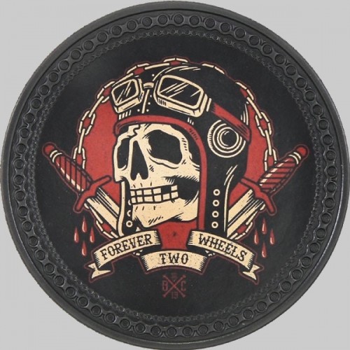 Patch dos cuir tête de mort « Forever Two Wheels »