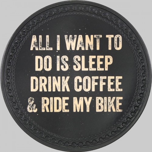 Patch dos cuir « All I Want to Do is Sleep, Drink Coffee & Ride my Bike »