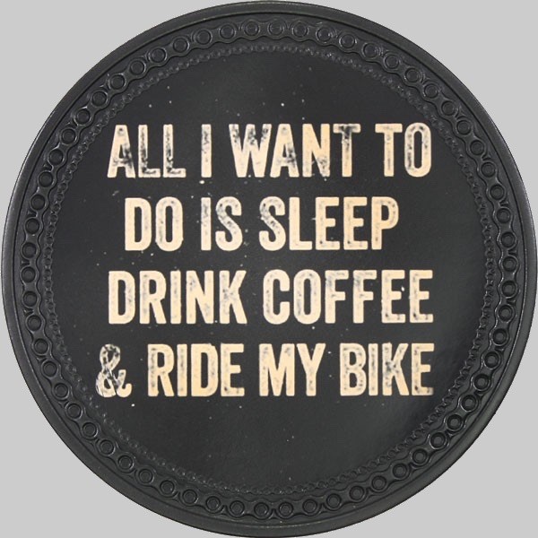 Patch dos cuir « All I Want to Do is Sleep, Drink Coffee & Ride my Bike »