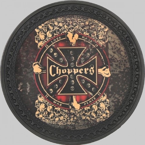 Patch dos cuir croix de Malte « Choppers » aux têtes de mort