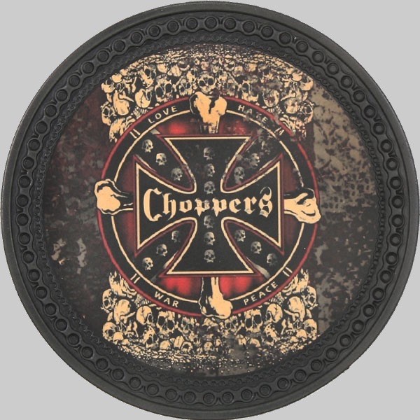 Patch dos cuir croix de Malte « Choppers » aux têtes de mort