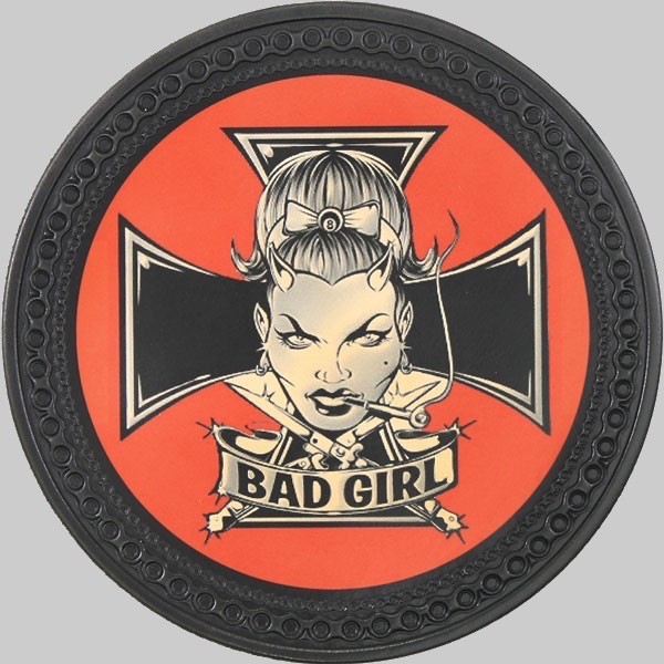 Patch dos cuir pin-up « Bad Girl » croix de Malte