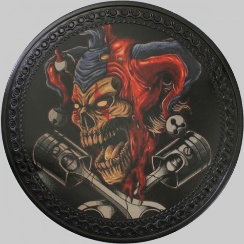 Rückenpatch Leder Joker-Totenkopf mit Kolben