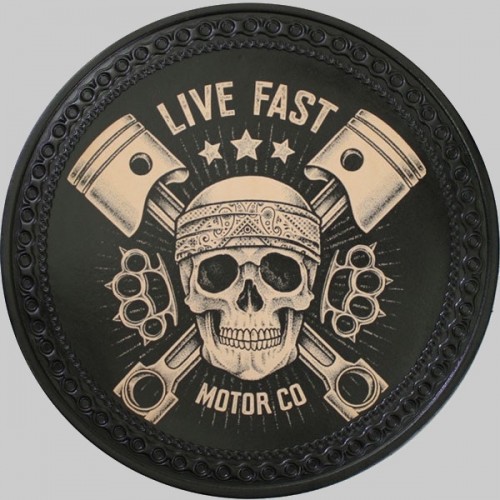 Patch dos cuir tête de mort « Live Fast Motor Co »