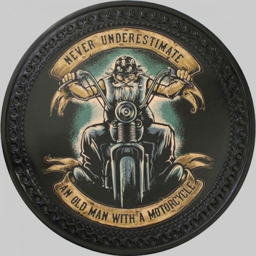 “Never Underestimate an Old Man with a Motorcycle” Leather Back Patch