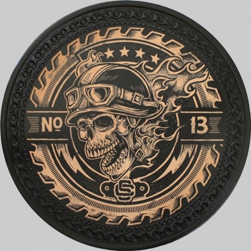 Patch dos cuir tête de mort casquée N°13