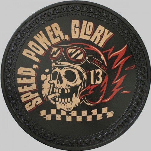 Patch dos cuir tête de mort « Speed, Power, Glory »