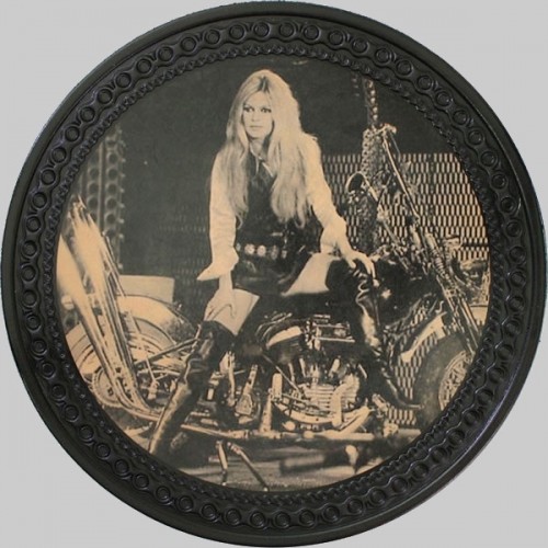 Rückenpatch Leder Brigitte Bardot auf ihrem Motorrad