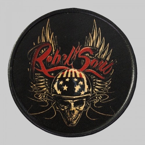 Kleiner Lederpatch Geflügelter Totenkopf „Rebel Soul“