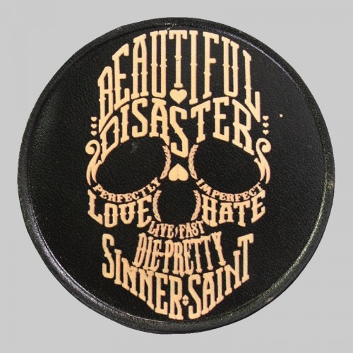 Skull “Beautiful Disaster” Small Leather Patch