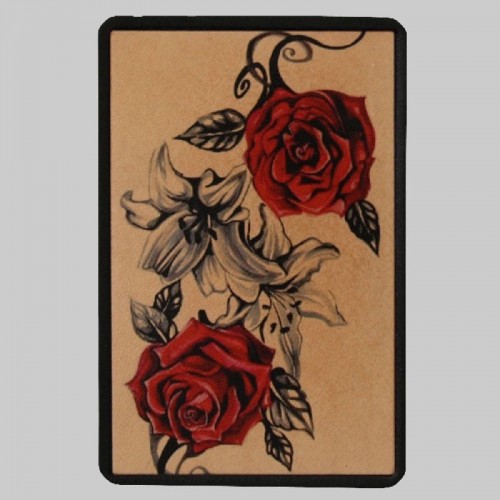 Petit patch cuir roses et lys
