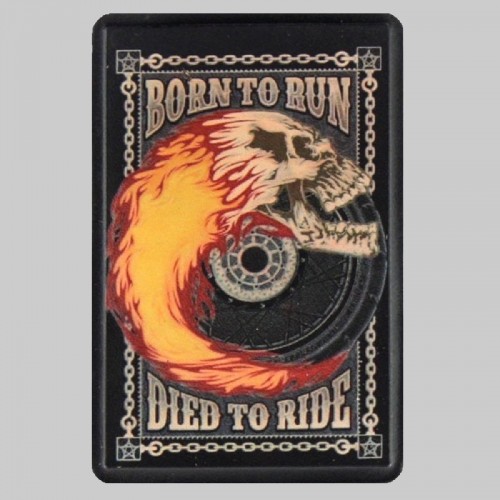 Skull “Born to Run, Died to Ride” Small Leather Patch