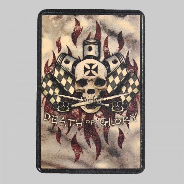 Kleiner Lederpatch Totenkopf „Death or Glory“
