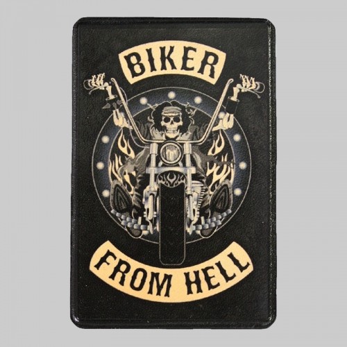 Petit patch cuir squelette « Biker from Hell »