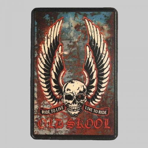 Petit patch cuir tête de mort ailée « Old Skool »