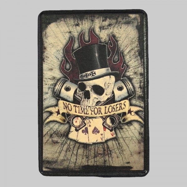 Kleiner Lederpatch Totenkopf „No Time for Losers“