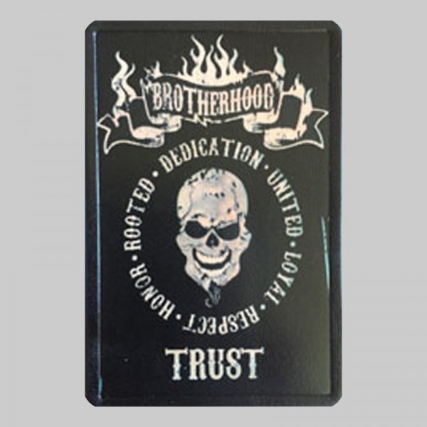 Skull “Brotherhood – Trust” Small Leather Patch