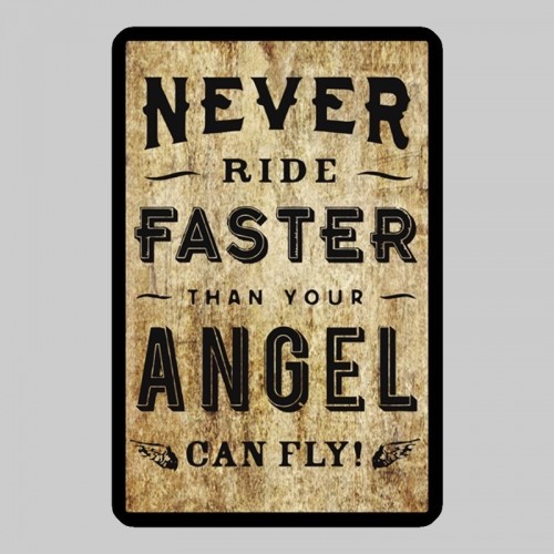 Kleiner Lederpatch „Never Ride Faster than your Angel can Fly“