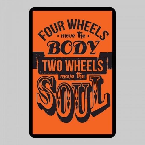 Kleiner Lederpatch „Four Wheels Move the Body, Two Wheels Move the Soul“