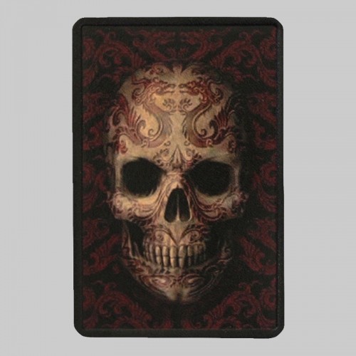 Kleiner Lederpatch Verzierter Totenkopf
