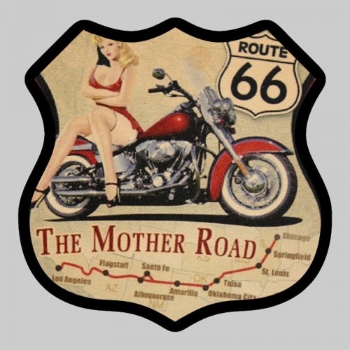 Petit patch cuir écusson « The Mother Road »