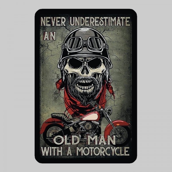 Petit patch cuir « Never Underestimate an Old Man with a Motorcycle »