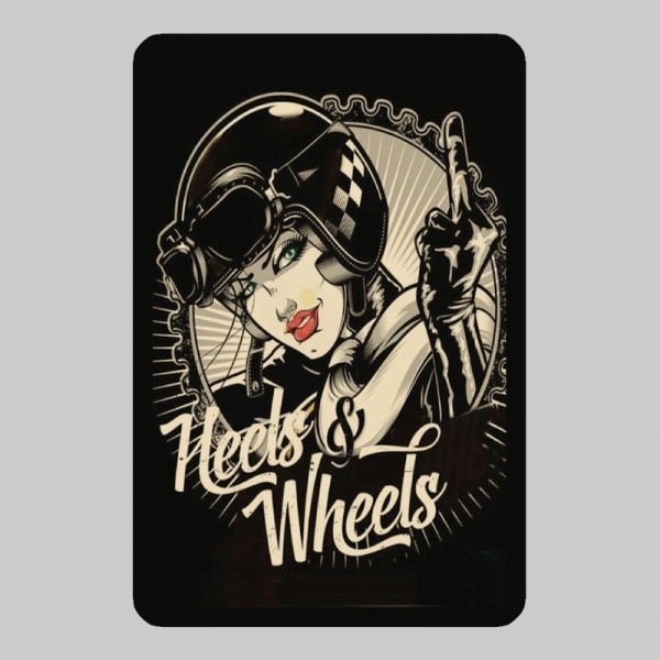 Petit patch cuir pin-up « Heels & Wheels »