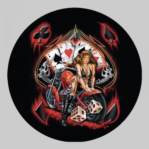 Pin-Up with Cards and Dice Small Leather Patch
