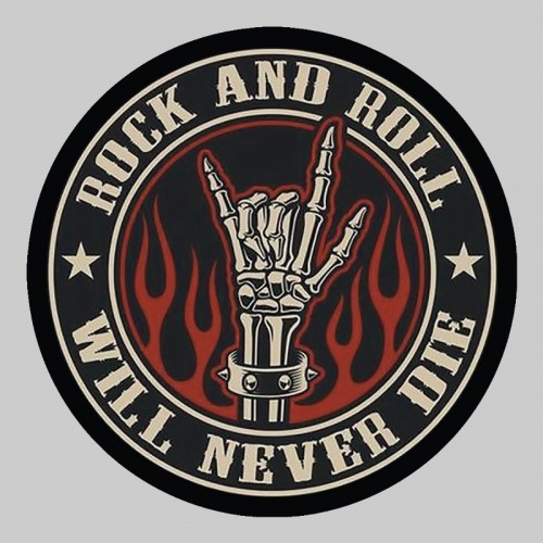 Petit patch cuir « Rock and Roll Will Never Die »