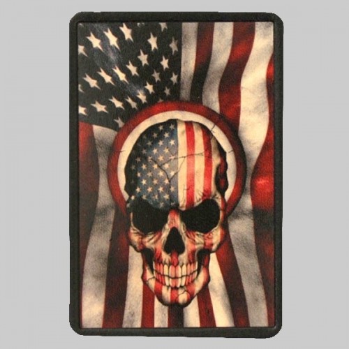Kleiner Lederpatch Totenkopf mit US-Flagge