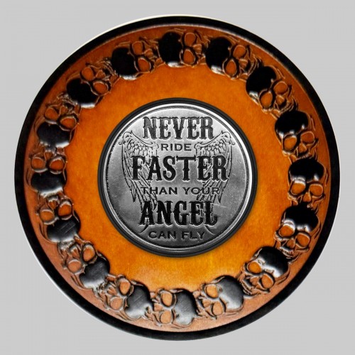 Patch rond têtes de mort en cuir embouti, GRV88 – Never Ride Faster